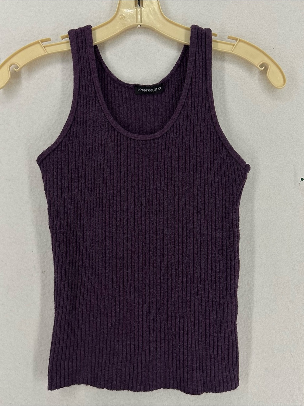 Sharagano Ribbed Sweater Knit Tank Top Women’s XS Purple Stretchy Y2K